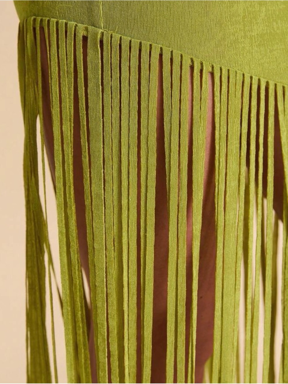 Olive Green Draped Fringe Maxi Dress Size S NWT - Picture 7 of 12